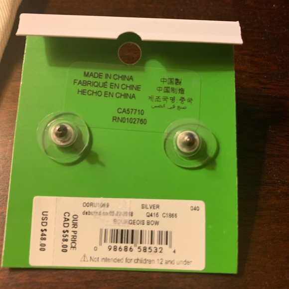 ♠️ Kate Spade Silver Bourgeois Bow Earrings NWT - Picture 5 of 6